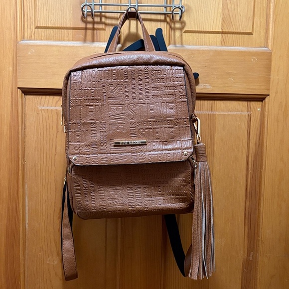 Steve Madden Handbags - Steve Madden Embossed Tan Backpack